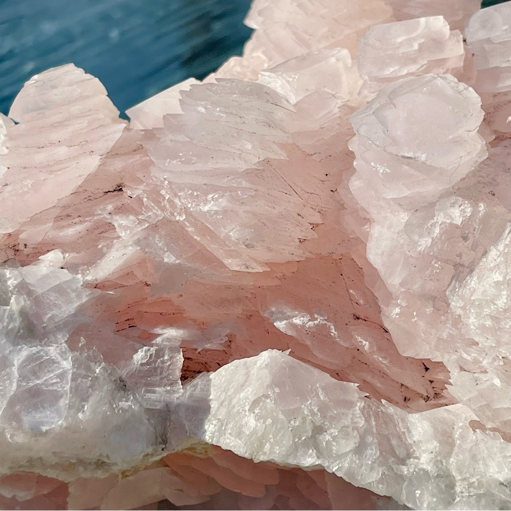 Mangano Calcite Large Pink Calcite Cluster w/ Wood Base Pink Calcite Home Decor - Picture 9 of 17